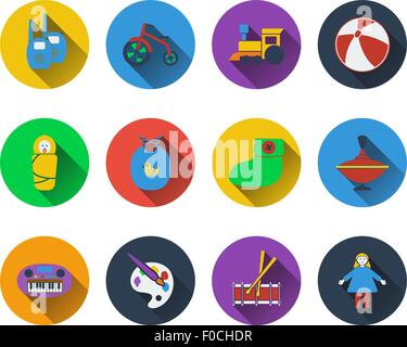 Ensemble d'icônes de bébé modèle plat Illustration de Vecteur