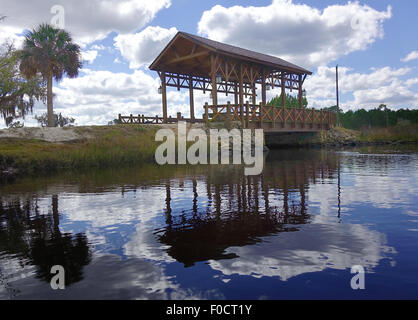 Pont couvert sur le ruisseau de styles, Palm Coast, comté de Flagler, Floride Banque D'Images