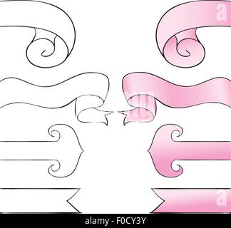 Ajouter aux favoris vector set. Un ruban rose sur fond blanc Illustration de Vecteur
