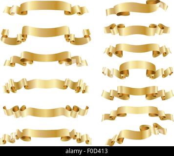 Ensemble de rubans d'or blanc sur Illustration de Vecteur