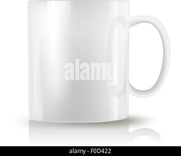 Tasse réaliste blanc sur fond blanc Illustration de Vecteur