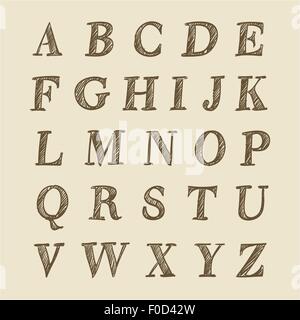 Abc rétro avec le marqueur à la main Illustration de Vecteur