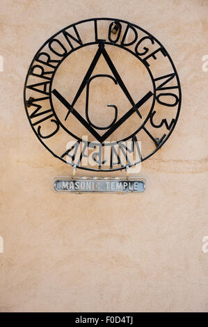 Le Franc-maçon Masonic Temple Lodge à Cimarron, NM, Nouveau-Mexique, États-Unis, États-Unis Banque D'Images