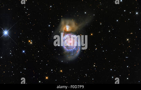 La Galaxie Whirlpool (NGC 5194), et son compagnon (NGC 5195 galaxie), dans la constellation Canes Venatici. Banque D'Images