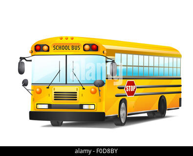 School bus sur blanc. trame illustration Banque D'Images