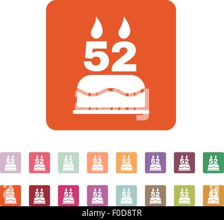 Le gâteau d'anniversaire avec des bougies en forme de numéro 52. Symbole d'anniversaire. Télévision Illustration de Vecteur