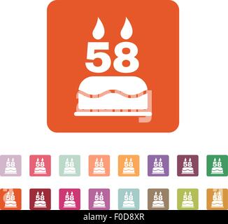 Le gâteau d'anniversaire avec des bougies sous la forme de l'icône numéro 58. Symbole d'anniversaire. Télévision Illustration de Vecteur