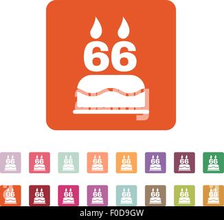 Le gâteau d'anniversaire avec des bougies sous la forme de l'icône numéro 66. Symbole d'anniversaire. Télévision Illustration de Vecteur