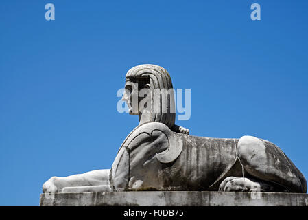 Sphinx, sculpture, la Piazza del Popolo, Rome, Latium, Italie Banque D'Images