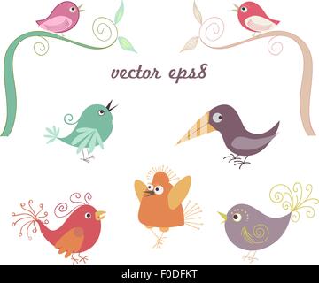 Ensemble d'oiseaux enfantin mignon. vector illustration Illustration de Vecteur