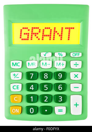Calculatrice avec GRANT sur l'affichage Banque D'Images