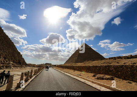 Les Pyramides de Gizeh Le Caire Egypte au matin Banque D'Images
