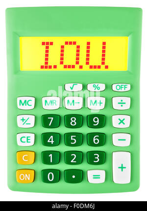 Calculatrice avec affichage sur I.O.U. isolated Banque D'Images