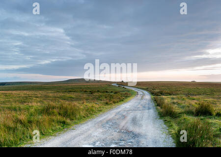 Une liquidation de la voie solitaire à travers la lande de Bodmin Moor en Cornouailles Banque D'Images