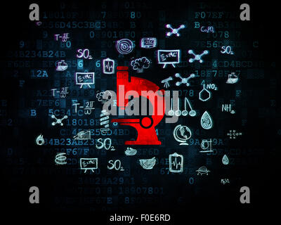 Science concept : Microscope sur fond numérique Banque D'Images