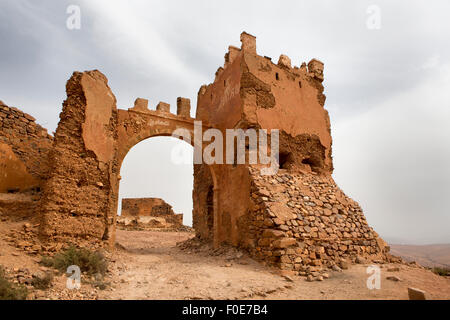 Détail de l'ancien fort colonial à Mirleft, petite ville et commune rurale dans la Province de Tiznit de la région de Souss-Massa-Draa Banque D'Images