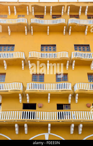 Maison coloniale espagnole. Cartagena de Indias, Colombie Zone des Caraïbes. Banque D'Images