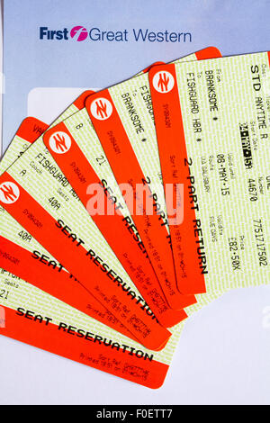 Billets de train pour un voyage en train entre Branksome, Dorset UK et Fishguard Harbour, Fishguard, Pembrokeshire, pays de Galles Banque D'Images