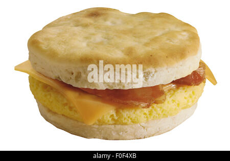 Le petit-déjeuner Sandwich, muffin, fromage, Œufs brouillés, bacon Banque D'Images