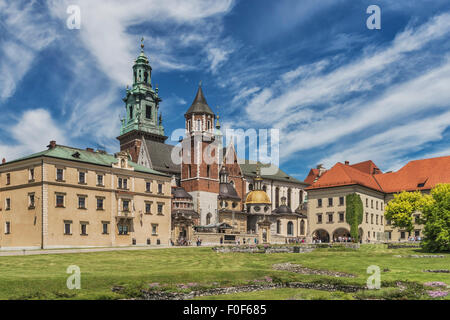 Cour intérieure de l'. Wawel Le Château du Wawel est l'ancienne résidence des rois de Pologne, Cracovie, Pologne petite, la Pologne, l'Europe Banque D'Images