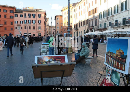 Tableaux de la ville exposés. Art de rue à Piazza Navona, Rome, Italie Banque D'Images