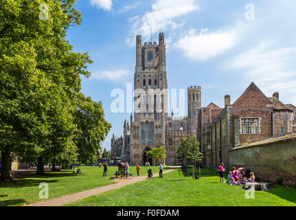 Cathédrale d'Ely de Palace Green, Ely, Cambridgeshire, Angleterre, RU Banque D'Images