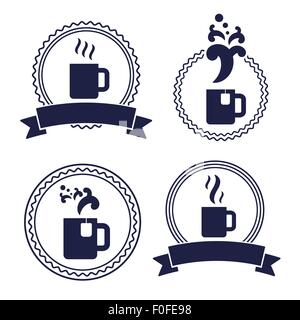 Tasse à café thé bureau label Set vector illustration Illustration de Vecteur