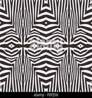 Kaléidoscope abstrait vecteur seamless background basé sur zebra stripes. Modèle naturel magnifique. Illustration de Vecteur
