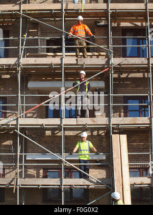 Newcastle sur Tyne, Royaume-Uni 15 août 2015, la météo. Scaffolders dans le processus de démantèlement de l'une des araignées de mer sur un bâtiment classé de l'acier sur un matin ensoleillé. Credit : James Walsh/Alamy Live News Banque D'Images