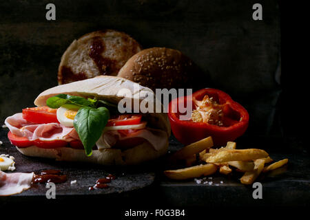 Wth Sandwich frites Banque D'Images