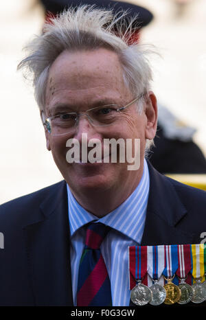 Londres, 15 août 2015. Le duc de Gloucester quitte St Martin-in-the-Fields church après un service commémorant le 70e anniversaire de la victoire des Alliés contre le Japon, qui a mis fin à la Deuxième Guerre mondiale. Crédit : Paul Davey/Alamy Live News Banque D'Images