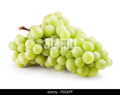 Green Grape Bunch isolé sur fond blanc. Clipping Path Banque D'Images