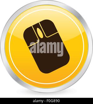 L'icône de la souris cercle jaune sur un fond blanc. Vector illustration. Illustration de Vecteur