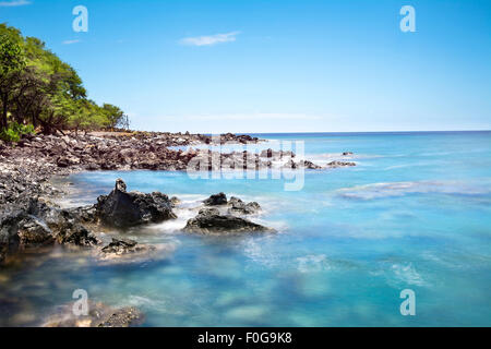 Slow motion une image d'un petit récif hawaïen montre le mouvement de l'eau claire et douce Banque D'Images