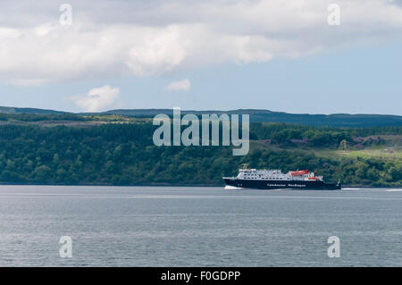 L'hôtel Caledonian MacBrayne Clyde & Hebridean Ferries,Calmac, MV Clansman, navigation le long de la Sound of Mull, Ecosse Banque D'Images