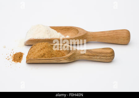 La farine de noix de coco et de sucre de noix de coco en boules. Banque D'Images