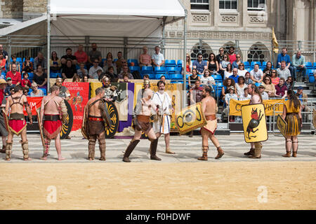 Les jeux de gladiateurs Guildhall London Amphitheatre Banque D'Images