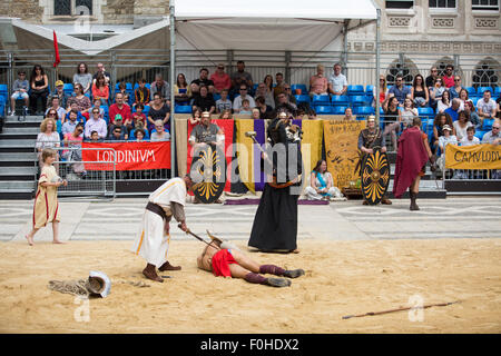 Les jeux de gladiateurs Guildhall London Amphitheatre Banque D'Images