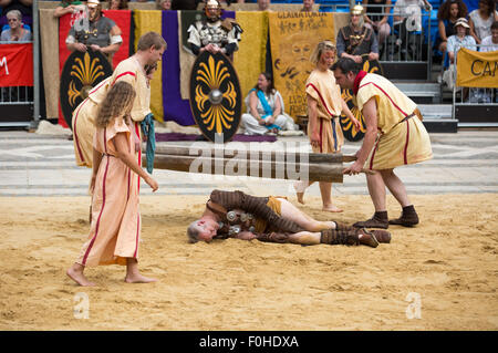 Les jeux de gladiateurs Guildhall London Amphitheatre Banque D'Images