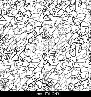 Lignes noires sur le chaotique, blanc motif transparent Illustration de Vecteur