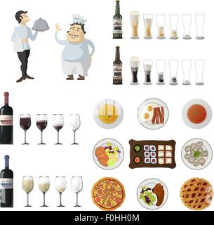 Ensemble d'éléments pour café et restaurant menu Illustration de Vecteur