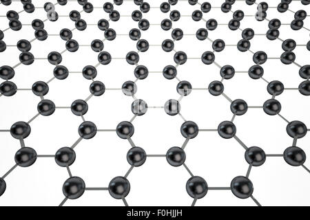 Le graphène maillage moléculaire sur fond blanc Banque D'Images