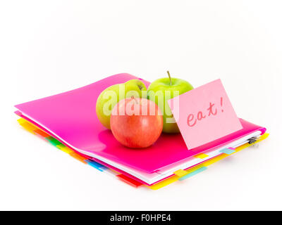 Présenter des fruits et des messages pour careing travail dur. Banque D'Images