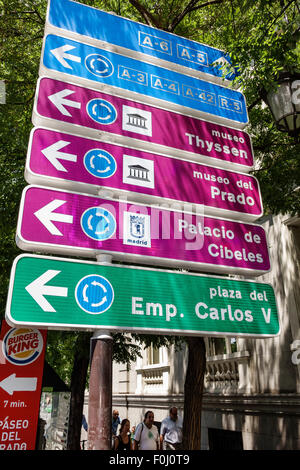 Madrid Espagne,Salamanca hispanique,Recoletos,Calle de Alcala,signalisation,indications,flèches,Spain150628021 Banque D'Images