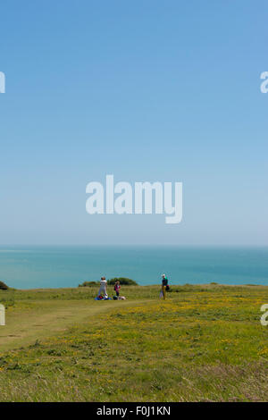 Un pique-nique par le South downs way dans le parc national des South Downs, East Sussex, UK Banque D'Images