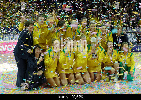 Sydney, Australie. 16 août, 2015. L'Australie a gagné la Coupe du Monde de netball de nouveau après une mince victoire contre NZ Banque D'Images