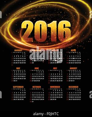 Calendrier pour 2016 sur fond abstrait. Vector illustration Illustration de Vecteur