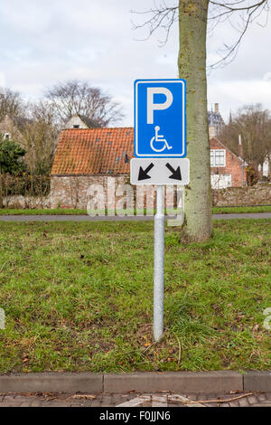 Un panneau routier pour les voyageurs handicapés à park Banque D'Images