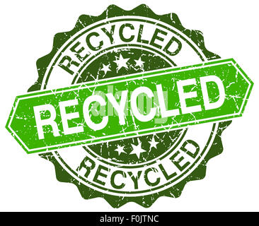 Rond vert recyclé style retro grunge seal Banque D'Images