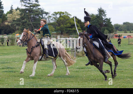 La cavalerie de Napoléon à la reconstitution de la bataille de Waterloo Banque D'Images